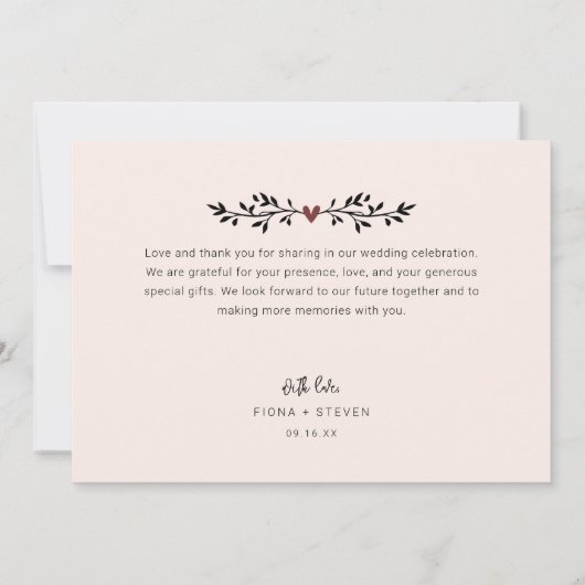 Minimale moderne script 2-foto's bruiloft bedankkaart (Achterkant)