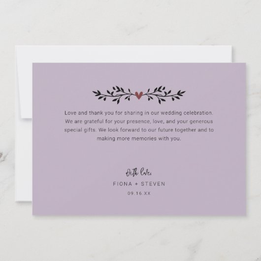 Minimale moderne script 2-foto's bruiloft bedankkaart (Achterkant)