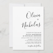 Minimale moderne script kalligrafie monogram bruil kaart (Voorkant)