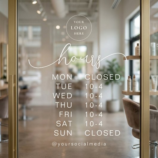 Minimale moderne script openingstijden zakelijk lo raamsticker