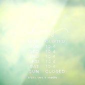 Minimale moderne script openingstijden zakelijk lo raamsticker (Vel 3)