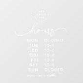 Minimale moderne script openingstijden zakelijk lo raamsticker (Vel)