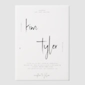 Minimale moderne script overlay bruiloft vellum uitnodigingen (Voorkant)