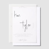 Minimale moderne script overlay bruiloft vellum uitnodigingen (Offset)