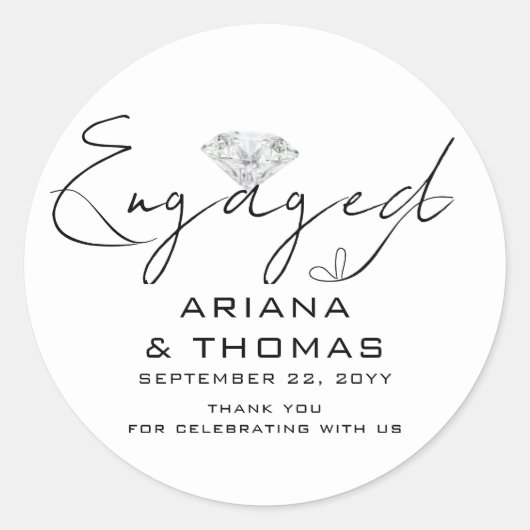Minimale moderne script Verlovingsparty Ronde Sticker (Voorkant)