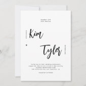 Minimale moderne script zwart-witbruiloft kaart (Voorkant)