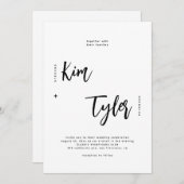 Minimale moderne script zwart-witbruiloft kaart (Voorkant / Achterkant)