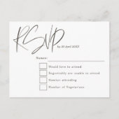 Minimale moderne scripttypografie Bruiloft RSVP Briefkaart (Voorkant)