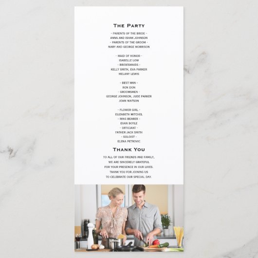 Minimale moderne scriptweddenschap programmakaart (Achterkant)