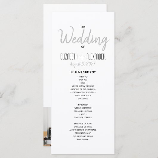 Minimale moderne scriptweddenschap programmakaart (Voorkant / Achterkant)