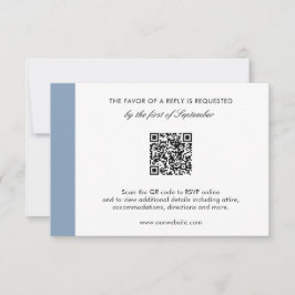 Minimale moderne smaakblauw QR-code bruiloft RSVP Kaartje