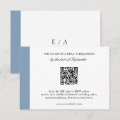 Minimale moderne smaakblauw QR-code bruiloft RSVP Kaartje (Voorkant / Achterkant)