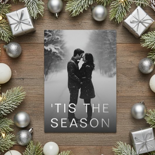 Minimale Moderne Sneeuw Vol Foto Folie Feestdagenkaart