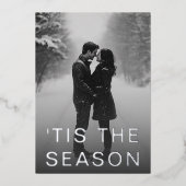 Minimale Moderne Sneeuw Vol Foto Folie Feestdagenkaart (Voorkant)