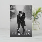 Minimale Moderne Sneeuw Vol Foto Folie Feestdagenkaart (Staand Voorkant)