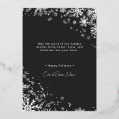 Minimale Moderne Sneeuw Vol Foto Folie Feestdagenkaart (Achterkant)