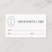 Minimale moderne standaard zwart-wit monogram afsprakenkaartje (Voorkant)