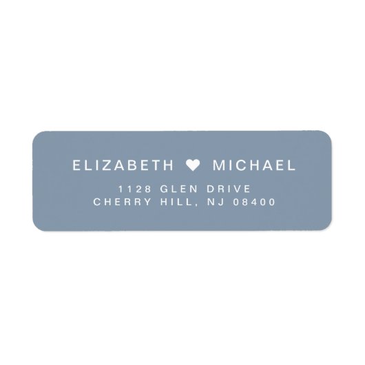Minimale Moderne Stoffige Blauwe Bruiloft Retourad Etiket (Voorkant)