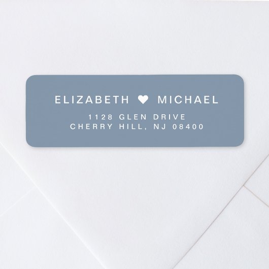 Minimale Moderne Stoffige Blauwe Bruiloft Retourad Etiket