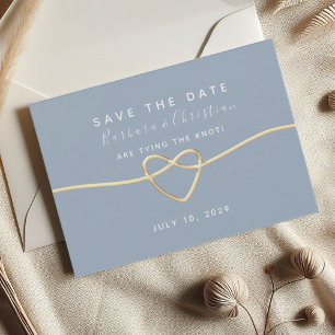 Minimale moderne stoffige blauwe huwelijksaankondi save the date
