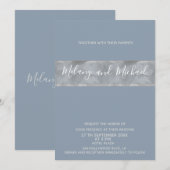 Minimale moderne stoffige blauwe waterverf stripe kaart (Voorkant / Achterkant)