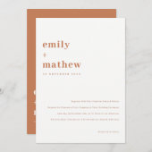 Minimale Moderne Strakke Roest Oranje Typografie T Kaart (Voorkant / Achterkant)