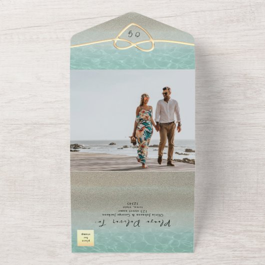 Minimale moderne stransport in één uitnodiging (Buitenkant)