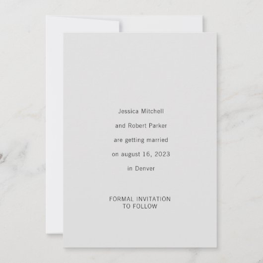 Minimale moderne sweet-design bruiloft save the date (Achterkant)