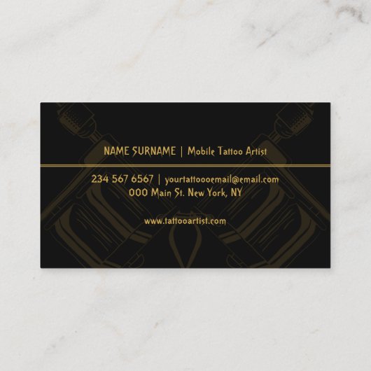 , minimale, moderne Tattoo Studio Visitekaartje (Achterkant)