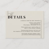 Minimale moderne Taupe Beige Weddenschap Details Informatiekaartje (Voorkant)