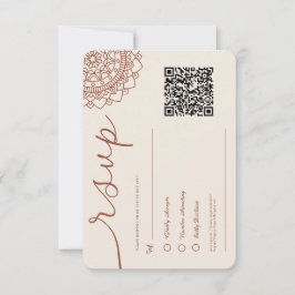Minimale moderne terracotta boho mandala QR-code RSVP Kaartje
