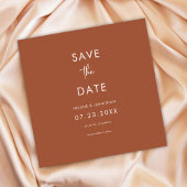 Minimale moderne terracotta bruiloft save the date