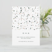 Minimale moderne terrazzopatroonroze bruiloft kaart (Staand voorkant)