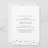 Minimale moderne terrazzopatroonroze bruiloft kaart (Achterkant)