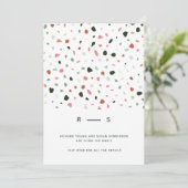 Minimale moderne terrazzopatroonroze bruiloft kaart (Staand voorkant)