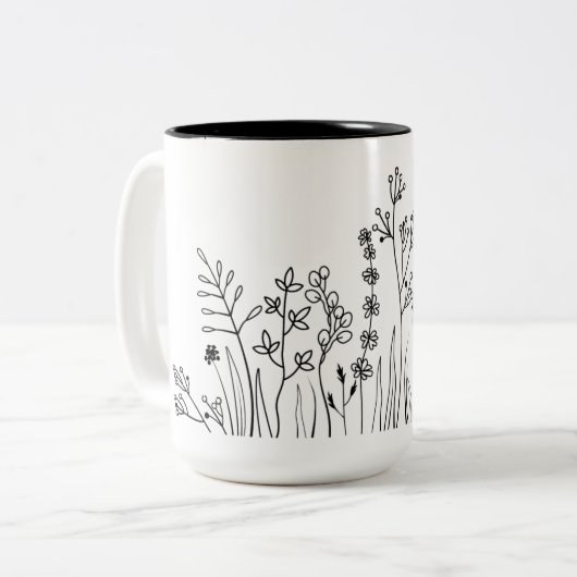 Minimale moderne trendy art Botanisch Tweekleurige Koffiemok (Voorkant links)