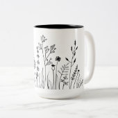 Minimale moderne trendy art Botanisch Tweekleurige Koffiemok (Voorkant rechts)