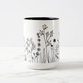 Minimale moderne trendy art Botanisch Tweekleurige Koffiemok (Center)