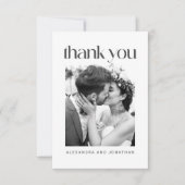Minimale moderne Trendy Custom Wedding Photo Bedankkaart (Voorkant)