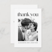 Minimale moderne Trendy Custom Wedding Photo Bedankkaart (Voorkant / Achterkant)