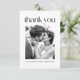 Minimale moderne Trendy Custom Wedding Photo Bedankkaart