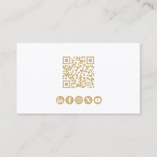 Minimale moderne trendy professionele QR code goud Visitekaartje (Achterkant)