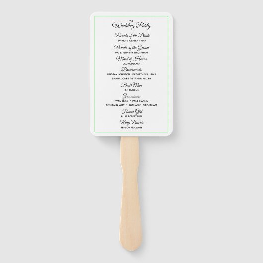 Minimale moderne tropische groen bruiloft programm handwaaier (Achterkant)