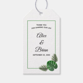 Minimale moderne tropische weddenschap cadeaulabel