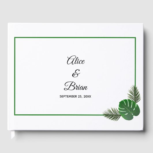 Minimale moderne tropische weddenschap gastenboek (Voorkant)