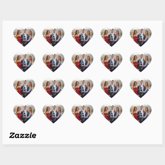 Minimale moderne trouwfoto bedanksticker hart sticker (Vel)