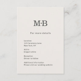 Minimale moderne trouwkaart met details voor een e informatiekaartje