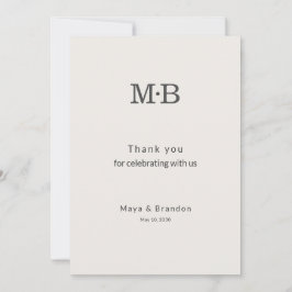 Minimale moderne trouwkaart voor elopement trouwer bedankkaart