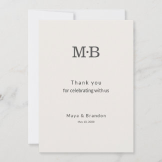 Minimale moderne trouwkaart voor elopement trouwer bedankkaart