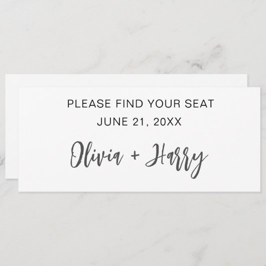 Minimale moderne trouwtafel zitplaats headerkaart kaart (Voorkant / Achterkant)